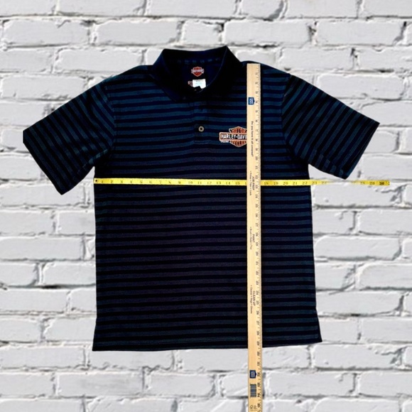 Harley-Davidson Striped Polo Shirt Men’s Large | Iowa Dealership | Biker Style - Picture 11 of 13